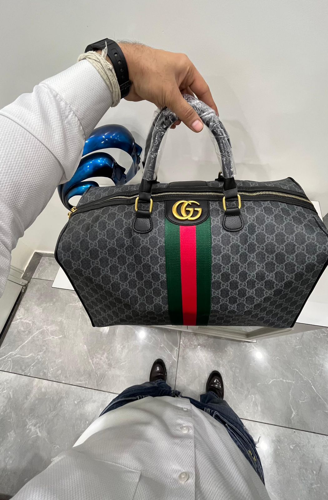 Buy First Copy Gucci GG Supreme Web Stripe Duffle Bag - Master Quality 7A Mirror at Lowest Price Online India