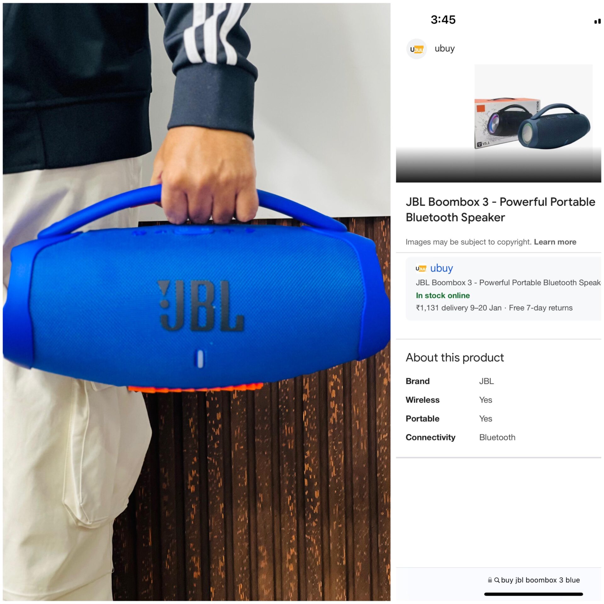 Buy First Copy JBL Boombox 3 โ Powerful Portable Bluetooth Speaker - Master Quality 7A Mirror at Lowest Price Online India