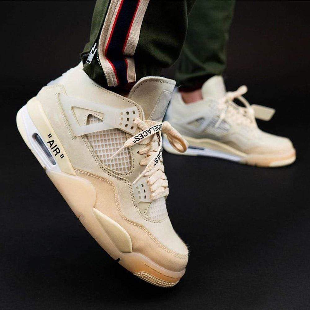 Buy First Copy Off-White x Air Jordan 4 Sail Men’s Sneakers - Master Quality 7A Mirror at Lowest Price Online India