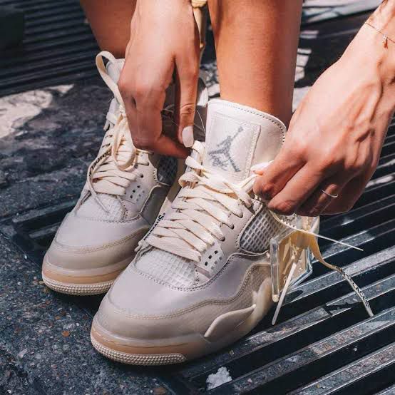 Buy First Copy Off-White x Air Jordan 4 Sail Men’s Sneakers - Master Quality 7A Mirror at Lowest Price Online India