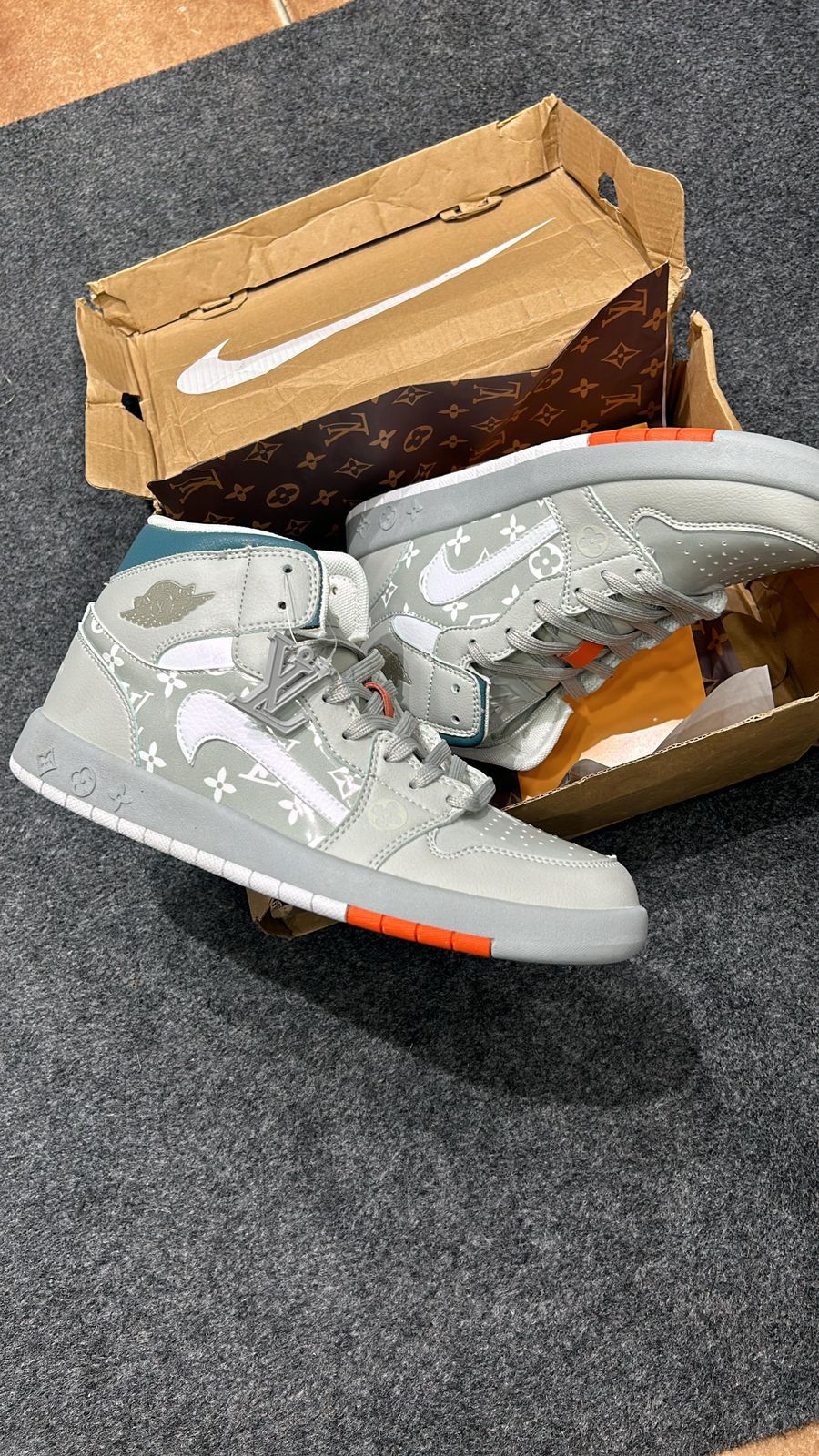 Buy First Copy Air Jordan 1 x Louis Vuitton High Ankle Sneakers For Men - Master Quality 7A Mirror at Lowest Price Online India