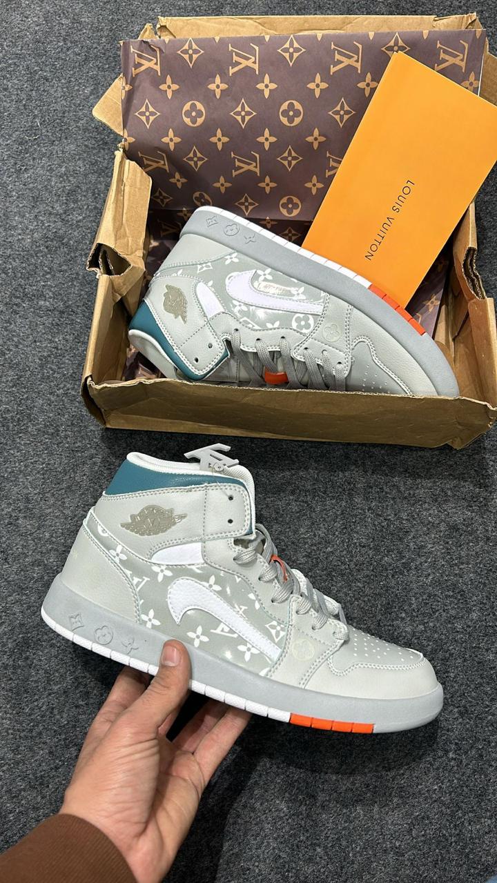 Buy First Copy Air Jordan 1 x Louis Vuitton High Ankle Sneakers For Men - Master Quality 7A Mirror at Lowest Price Online India