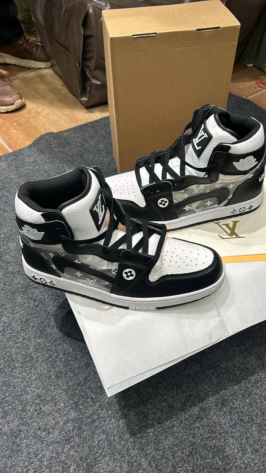 Buy First Copy Air Jordan 1 x Louis Vuitton High Ankle Sneakers For Men - Master Quality 7A Mirror at Lowest Price Online India