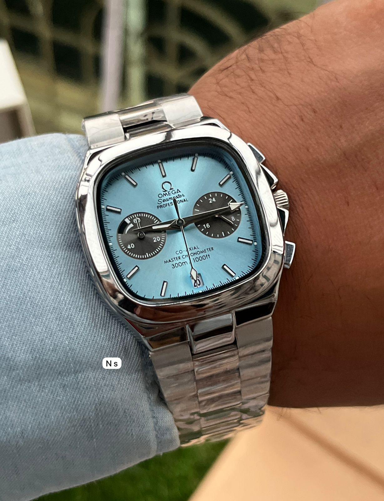 Buy First Copy Omega Men’s Chronograph Watch with Square Case - Master Quality 7A Mirror at Lowest Price Online India