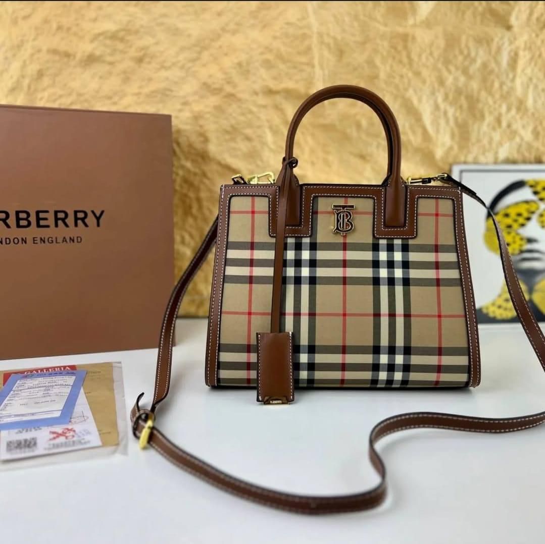 Buy First Copy Burberry TB Signature Canvas Handbag For Women - Master Quality 7A Mirror at Lowest Price Online India