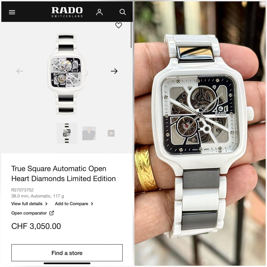 Buy First Copy Rado True Square Japanese Automatic Movement Men’s Watch 40mm - Master Quality 7A Mirror at Lowest Price Online India