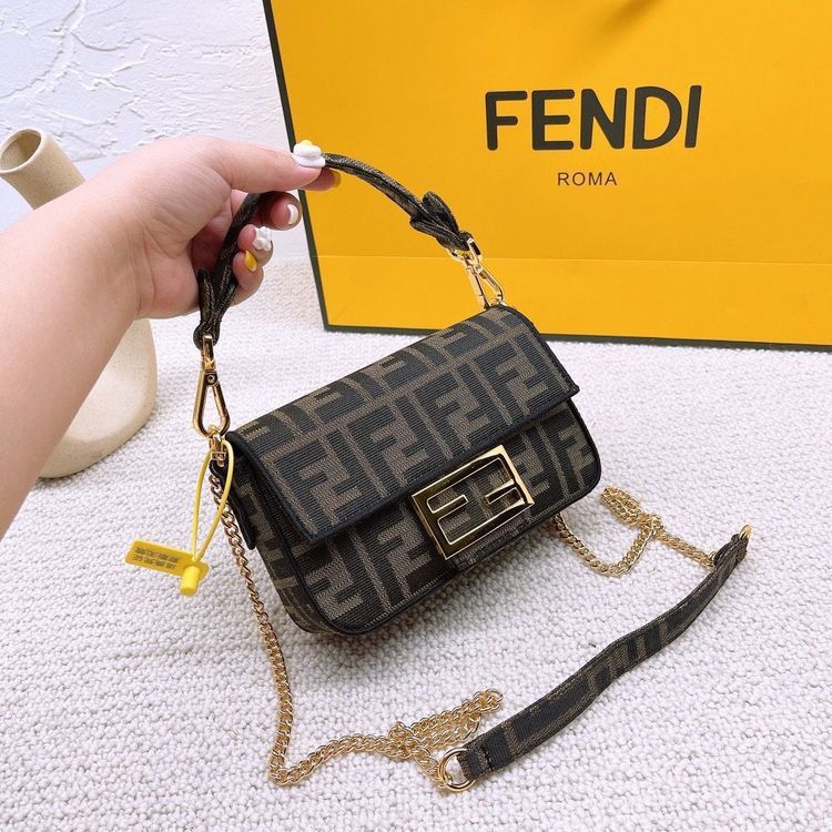 Buy First Copy Fendi Baguette Mini FF Logo Canvas Shoulder Bag - Master Quality 7A Mirror at Lowest Price Online India