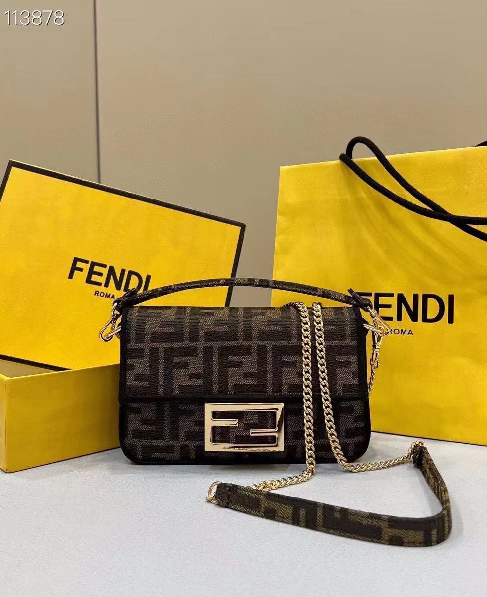 Buy First Copy Fendi Baguette Mini FF Logo Canvas Shoulder Bag - Master Quality 7A Mirror at Lowest Price Online India