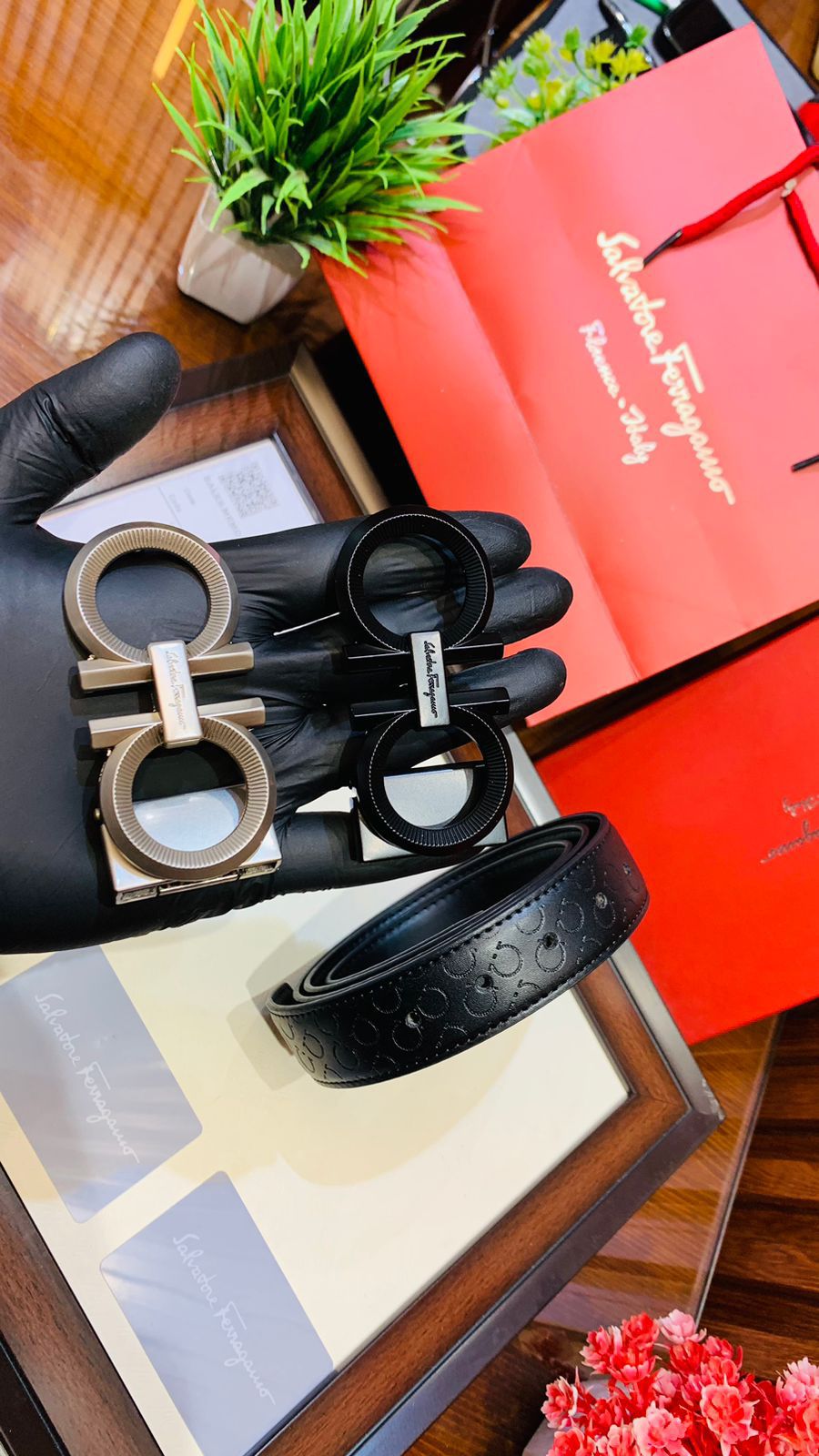 Buy First Copy Salvatore Ferragamo Belt with Double Buckles For Men - Master Quality 7A Mirror at Lowest Price Online India