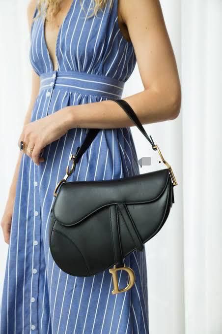 Buy First Copy Christian Dior Leather Saddle Bag Full Black