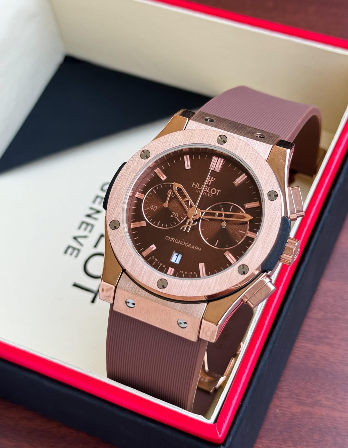 Buy First Copy Hublot Big Bang Men’s Watch With Brown Rubber Strap - Master Quality 7A Mirror at Lowest Price Online India