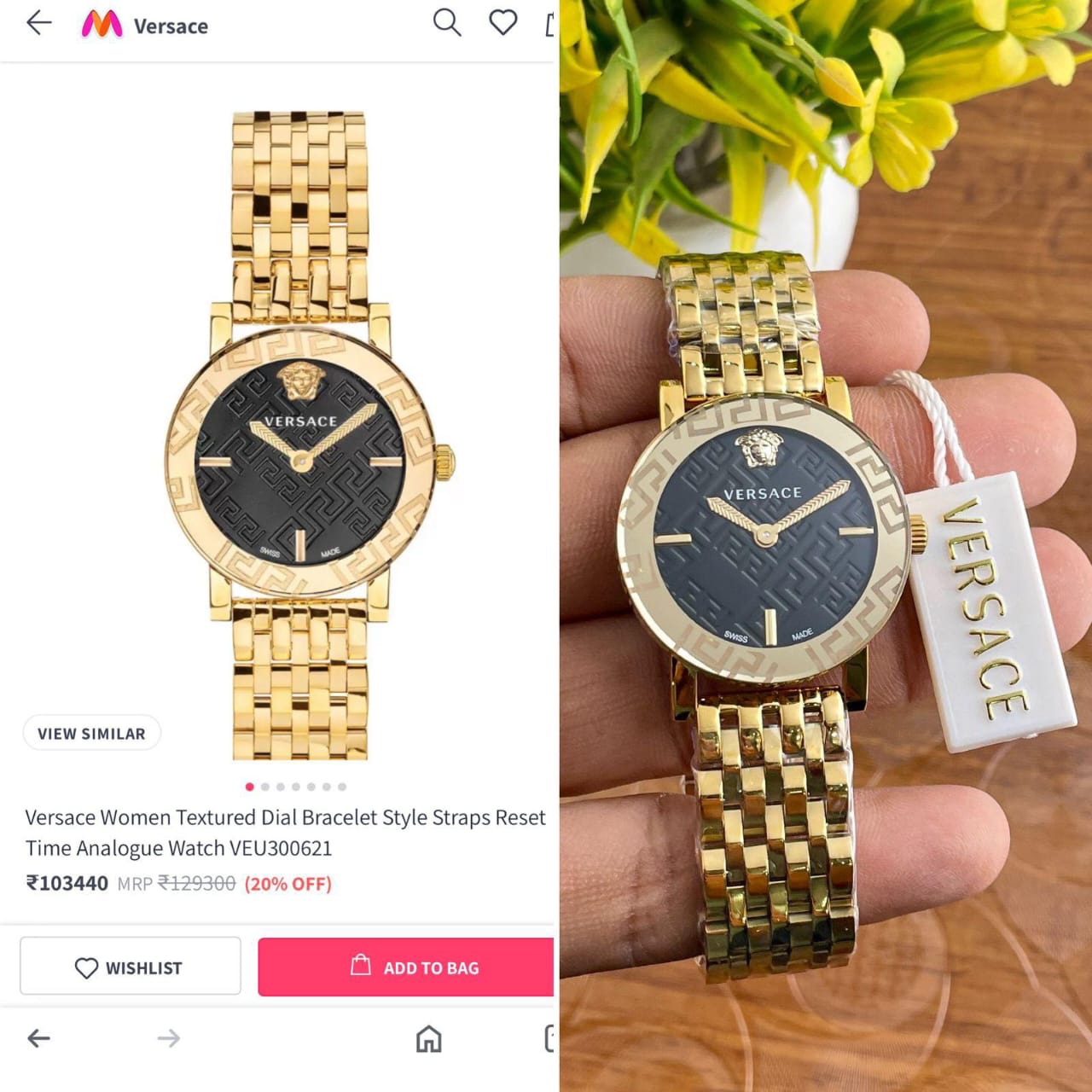 Buy First Copy Versace Women’s Watch Bracelet Style Straps Reset Time Analogue VEU300621 - Master Quality 7A Mirror at Lowest Price Online India