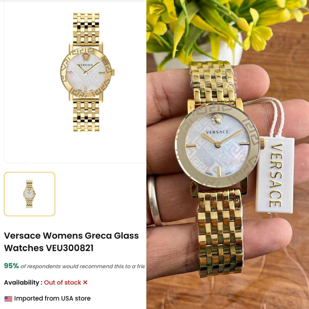 Buy First Copy Versace Women’s Watch Bracelet Style Straps Reset Time Analogue VEU300621 - Master Quality 7A Mirror at Lowest Price Online India
