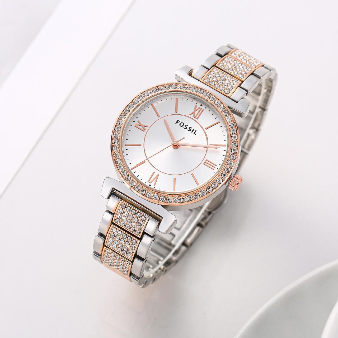 Buy First Copy Fossil Women’s Watch Rose Gold With Crystals 37mm - Master Quality 7A Mirror at Lowest Price Online India