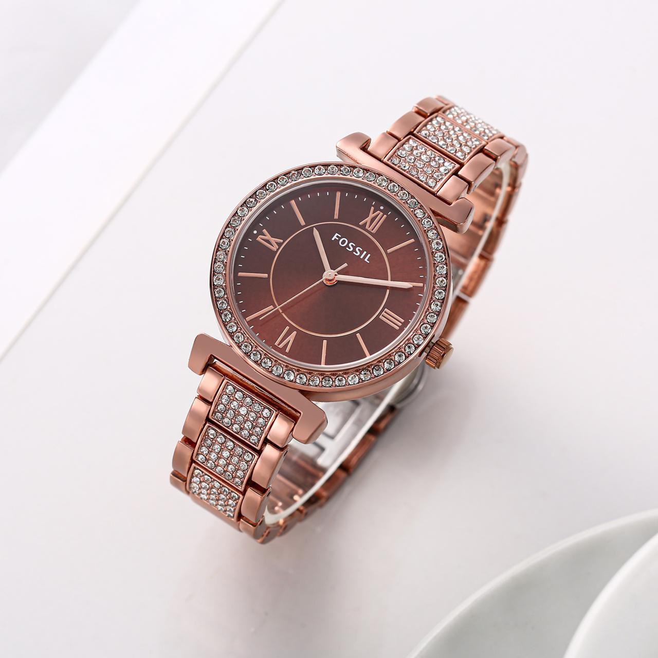 Buy First Copy Fossil Women’s Watch Rose Gold With Crystals 37mm - Master Quality 7A Mirror at Lowest Price Online India