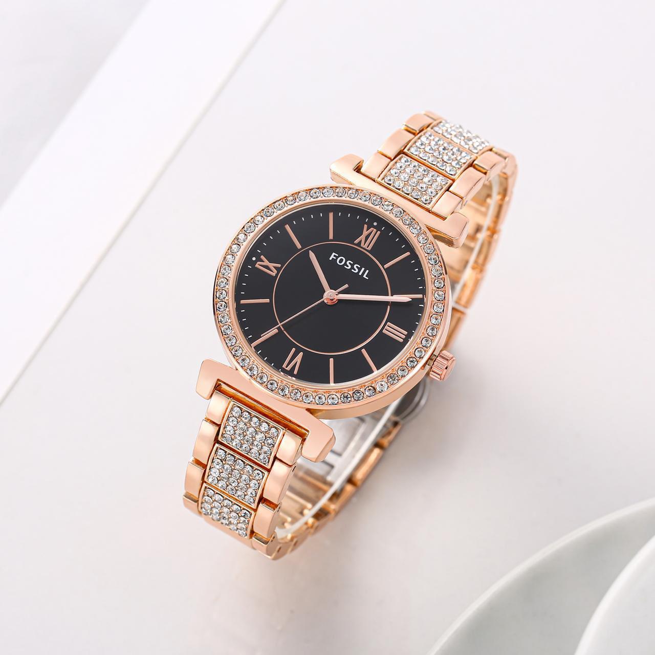 Buy First Copy Fossil Women’s Watch Rose Gold With Crystals 37mm - Master Quality 7A Mirror at Lowest Price Online India
