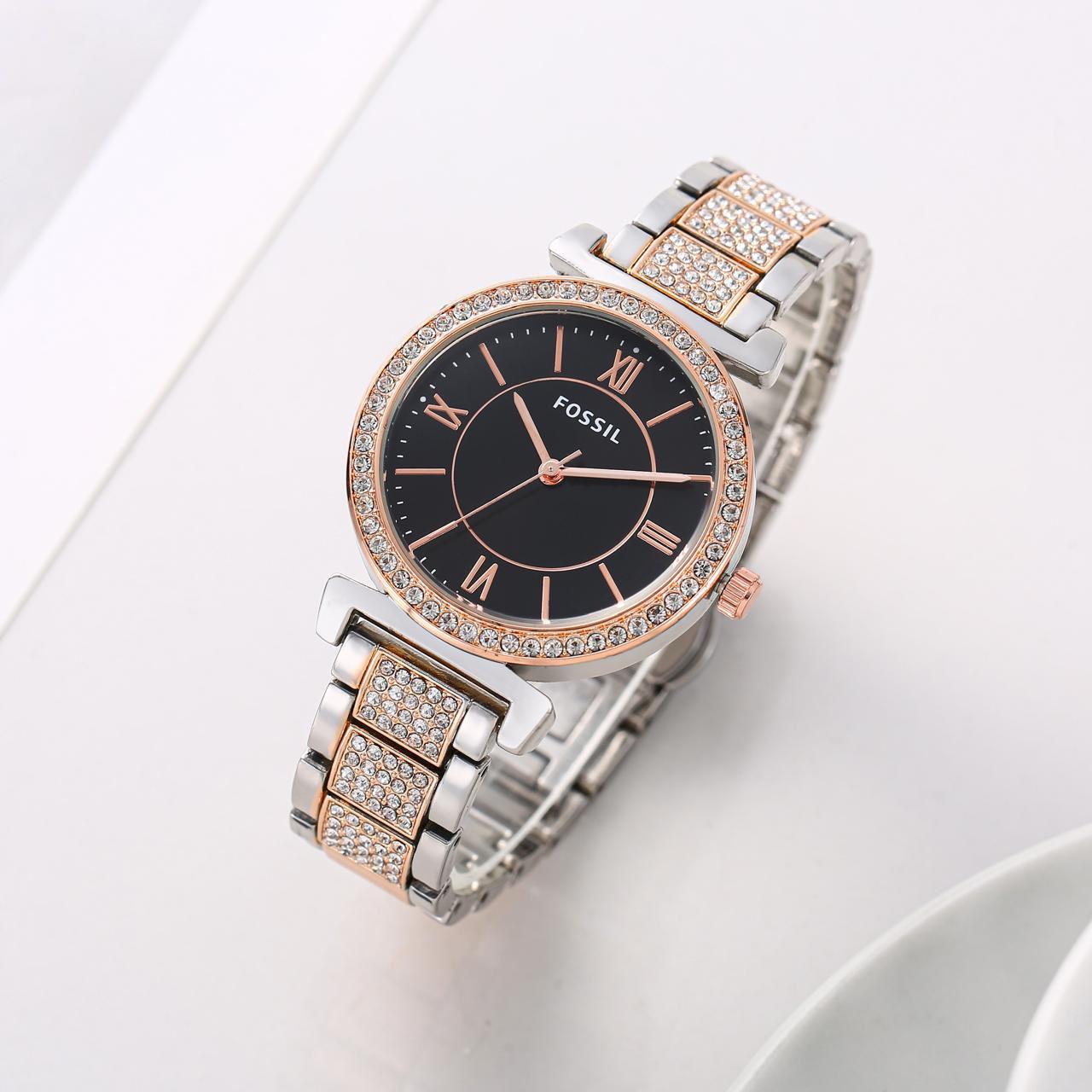 Buy First Copy Fossil Women’s Watch Rose Gold With Crystals 37mm - Master Quality 7A Mirror at Lowest Price Online India