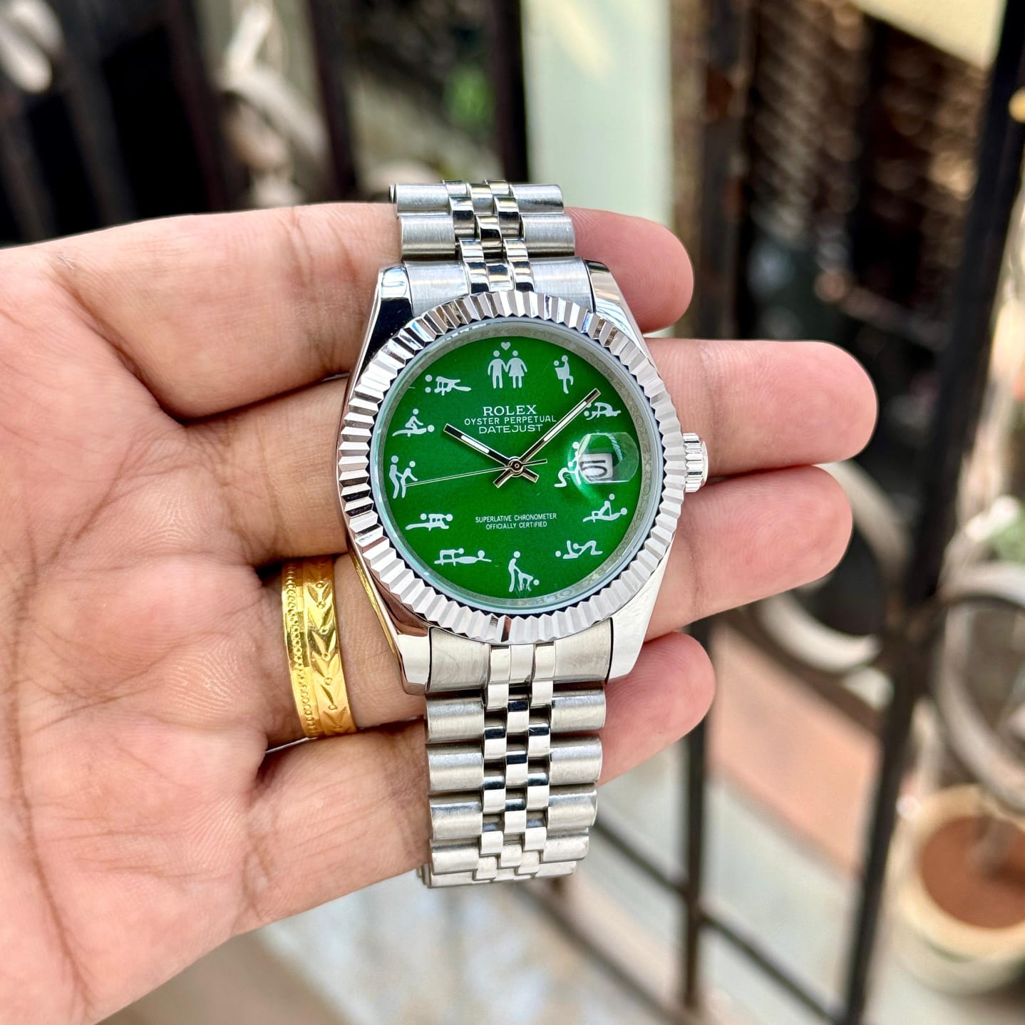 Buy First Copy Rolex Datejust Modified Green Dial Couple’s Watch - Master Quality 7A Mirror at Lowest Price Online India