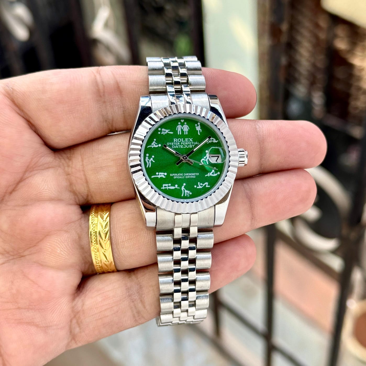 Buy First Copy Rolex Datejust Modified Green Dial Couple’s Watch - Master Quality 7A Mirror at Lowest Price Online India