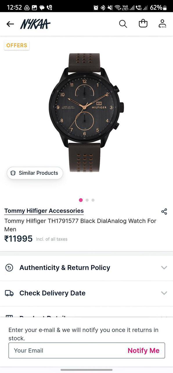 Buy First Copy Tommy Hilfiger Men’s Chronograph Watch 42mm - Master Quality 7A Mirror at Lowest Price Online India