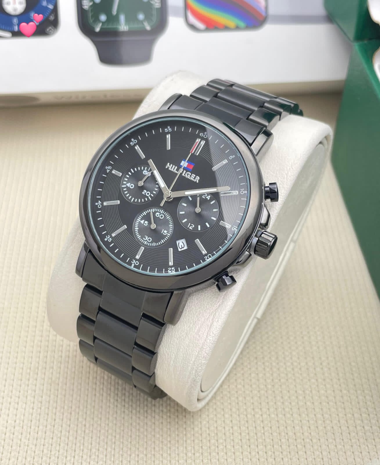 Buy First Copy Tommy Hilfiger Tradition Silver Black PV Men’s Chronograph Watch 43mm - Master Quality 7A Mirror at Lowest Price Online India