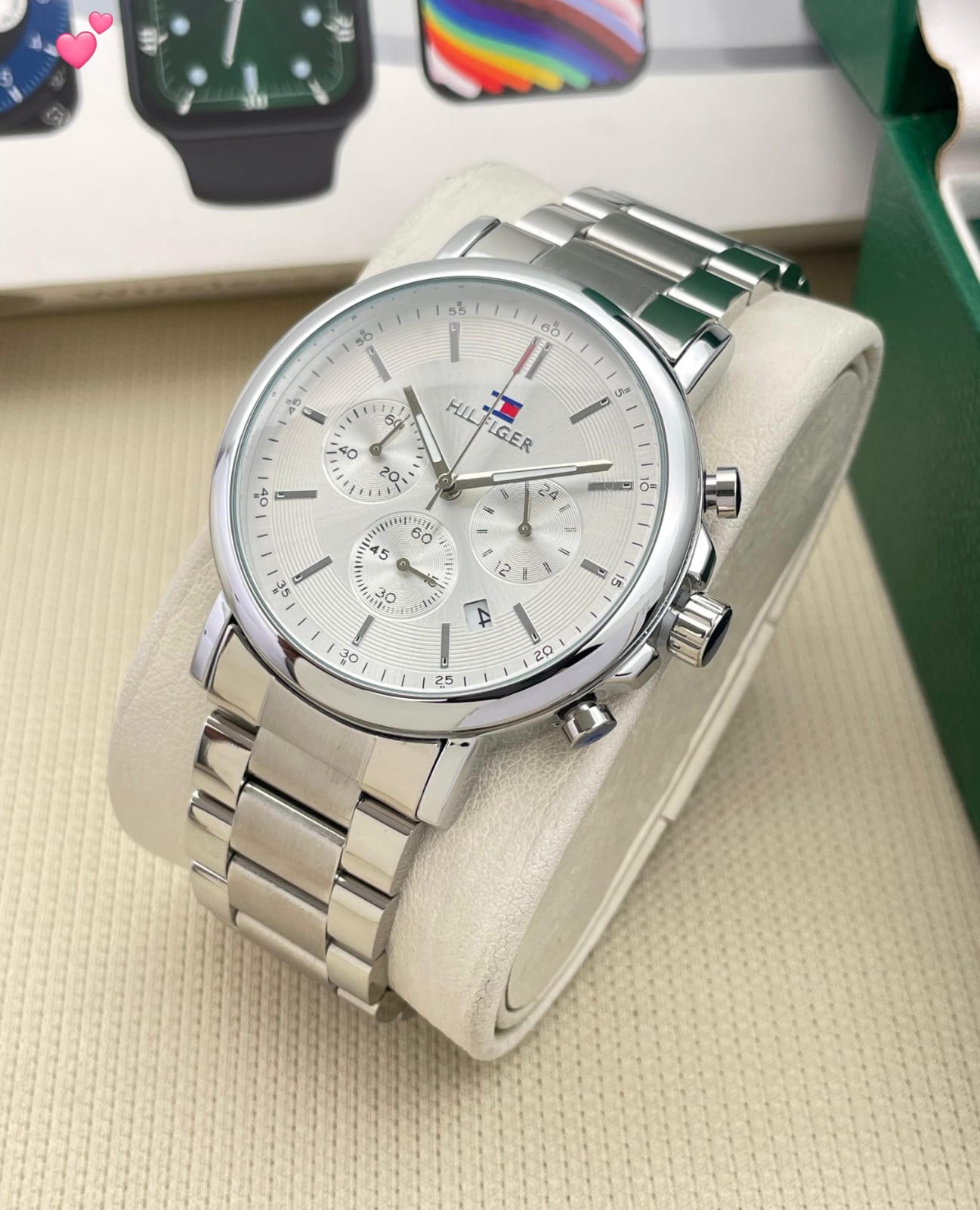 Buy First Copy Tommy Hilfiger Tradition Silver Black PV Men’s Chronograph Watch 43mm - Master Quality 7A Mirror at Lowest Price Online India