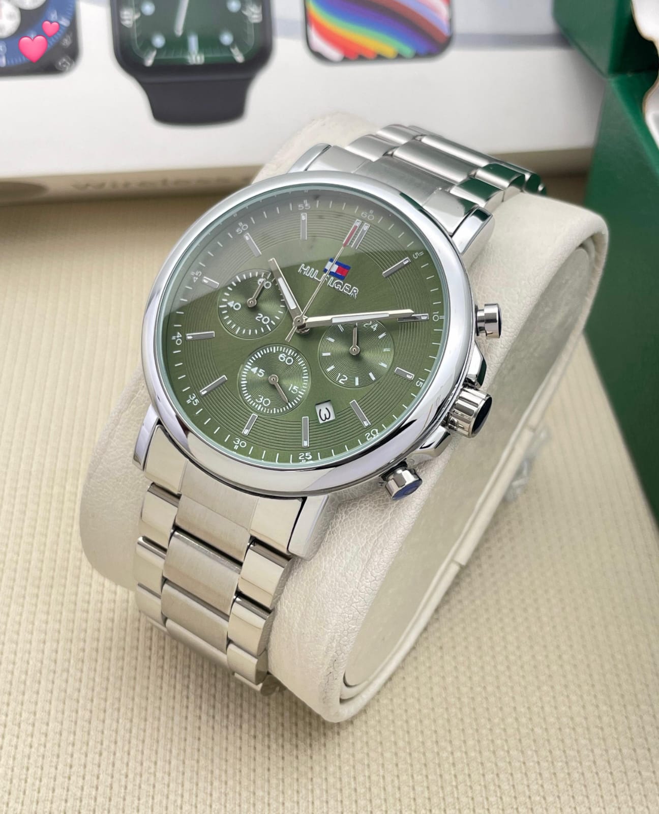 Buy First Copy Tommy Hilfiger Tradition Silver Black PV Men’s Chronograph Watch 43mm - Master Quality 7A Mirror at Lowest Price Online India