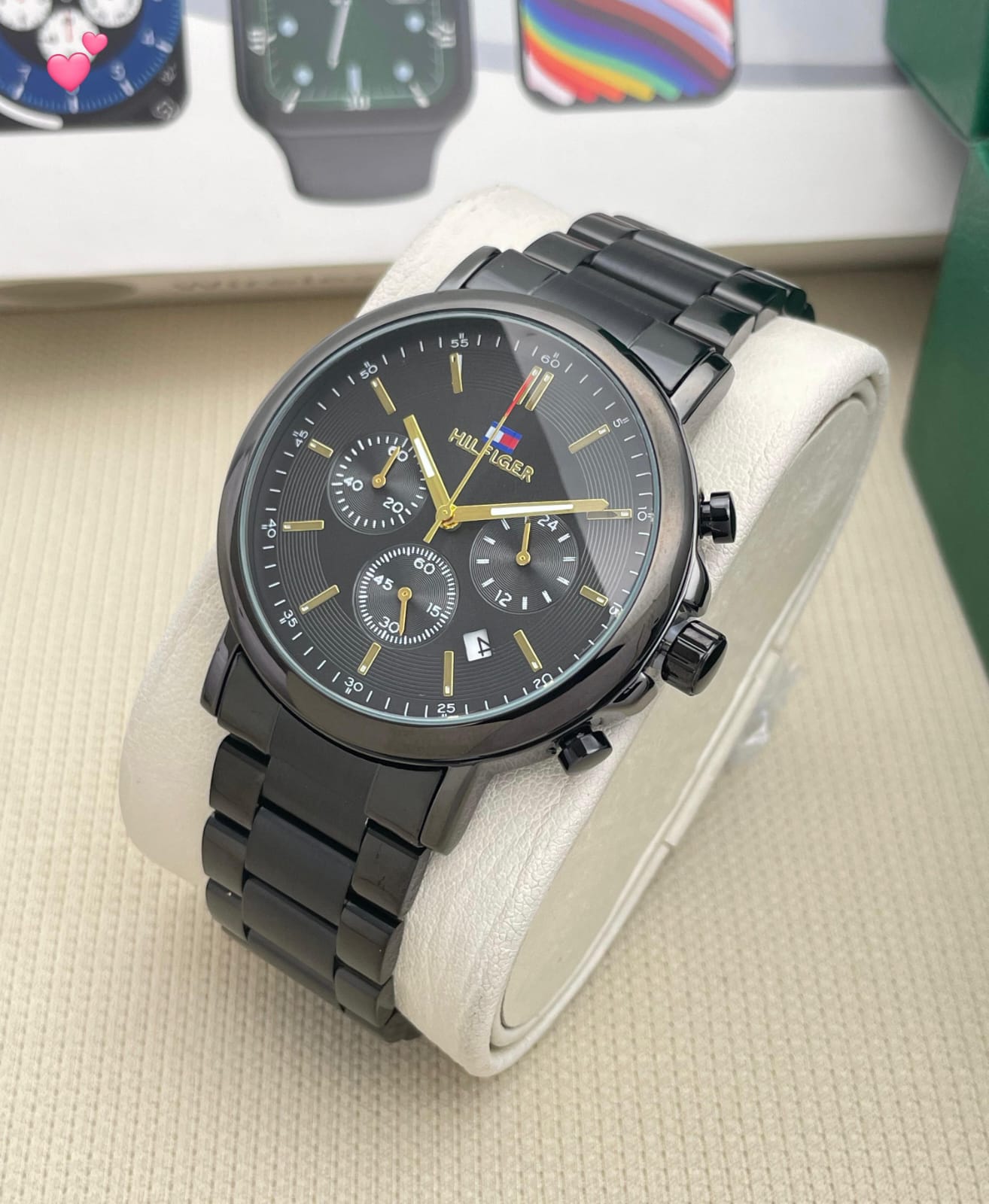 Buy First Copy Tommy Hilfiger Tradition Silver Black PV Men’s Chronograph Watch 43mm - Master Quality 7A Mirror at Lowest Price Online India