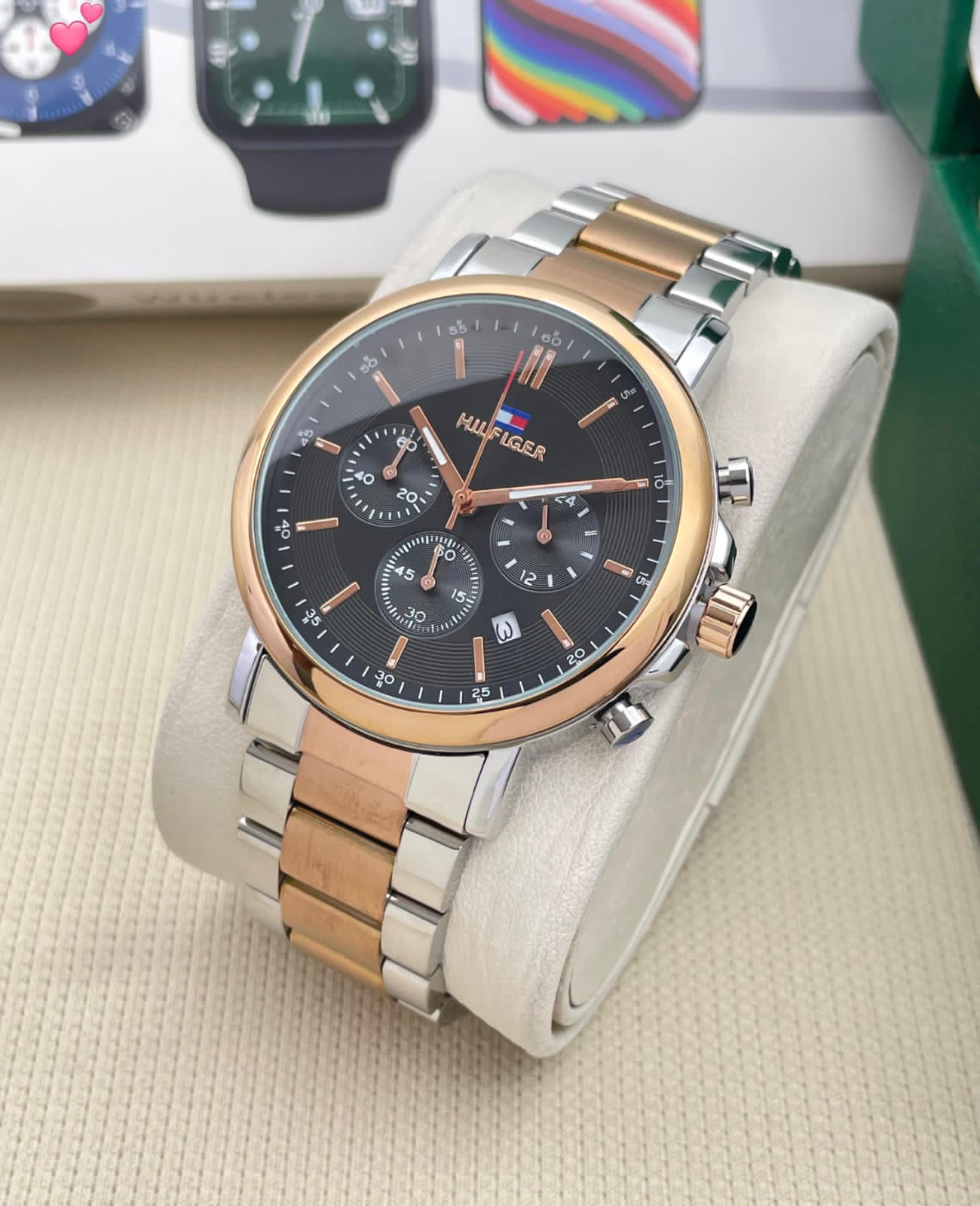 Buy First Copy Tommy Hilfiger Tradition Silver Black PV Men’s Chronograph Watch 43mm - Master Quality 7A Mirror at Lowest Price Online India