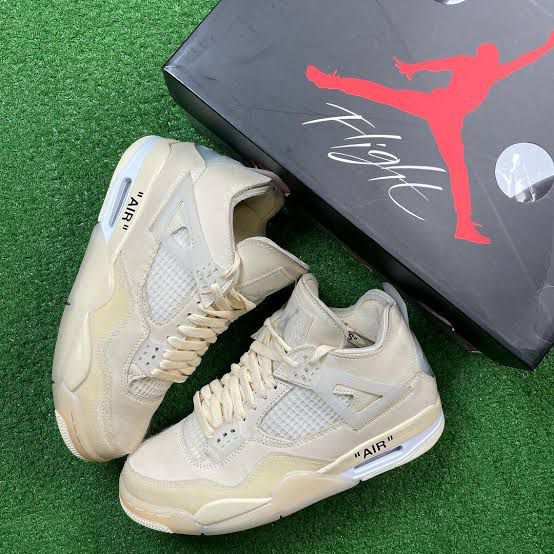 Buy First Copy Air Jordan 4 Retro Sail Sneakers For Men - Master Quality 7A Mirror at Lowest Price Online India