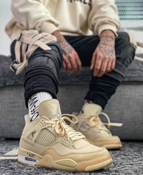 Buy First Copy Air Jordan 4 Retro Sail Sneakers For Men - Master Quality 7A Mirror at Lowest Price Online India