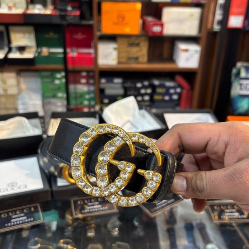 Buy First Copy Gucci Belt with Crystal Double G Buckle - Master Quality 7A Mirror at Lowest Price Online India