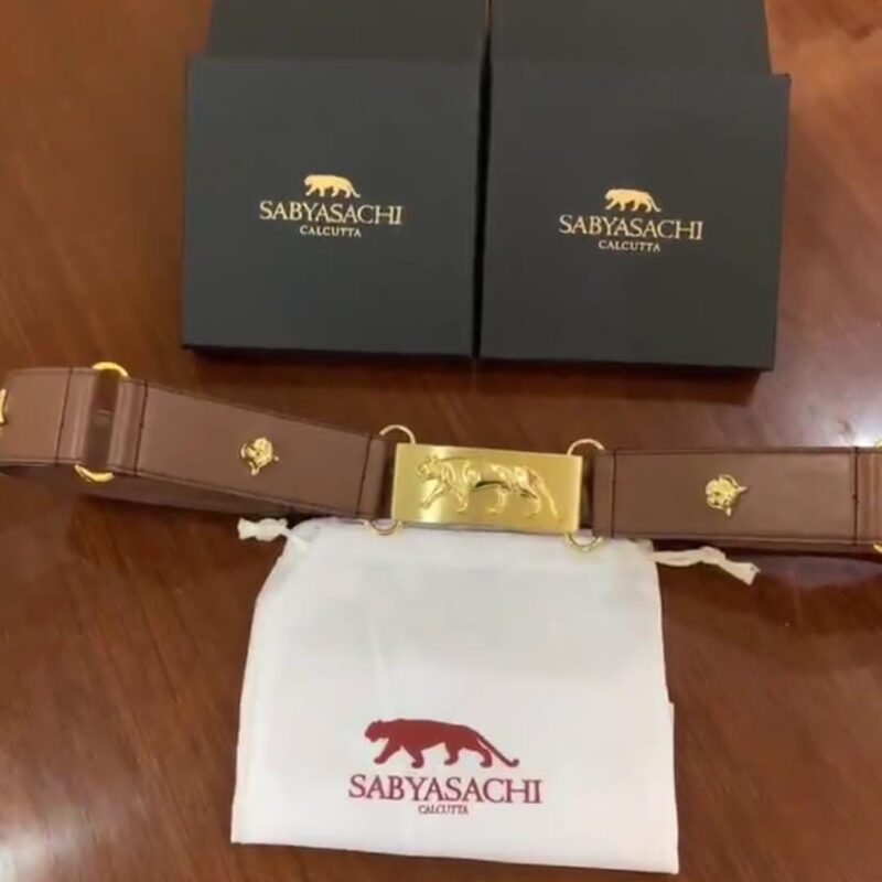 Buy First Copy Sabyasachi Leather Belt with Intricate Gold-Tone Buckle For Women - Master Quality 7A Mirror at Lowest Price Online India