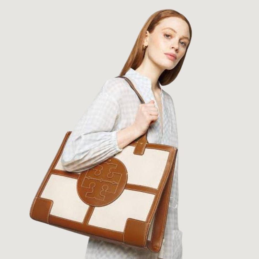 Buy First Copy Tory Burch Ella Canvas Quadrant Women Tote Bag - Master Quality 7A Mirror at Lowest Price Online India