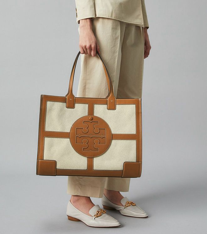 Buy First Copy Tory Burch Ella Canvas Quadrant Women Tote Bag - Master Quality 7A Mirror at Lowest Price Online India