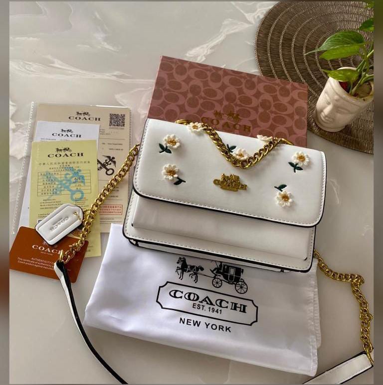 Buy First Copy Coach Klare Women Crossbody Bag with Daisy Embroidery Flower Print - Master Quality 7A Mirror at Lowest Price Online India