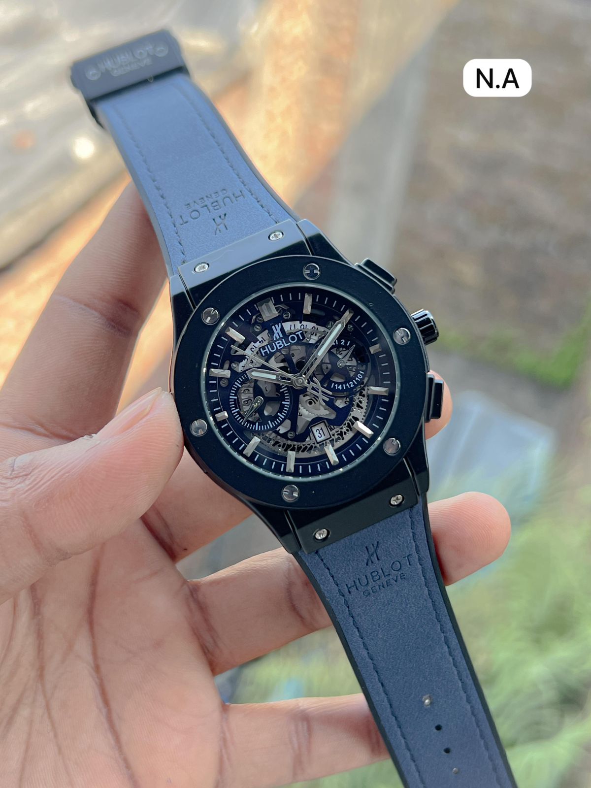 Buy First Copy Hublot Black Skeleton Dial Men’s Watch – Premium Rubber Strap - Master Quality 7A Mirror at Lowest Price Online India
