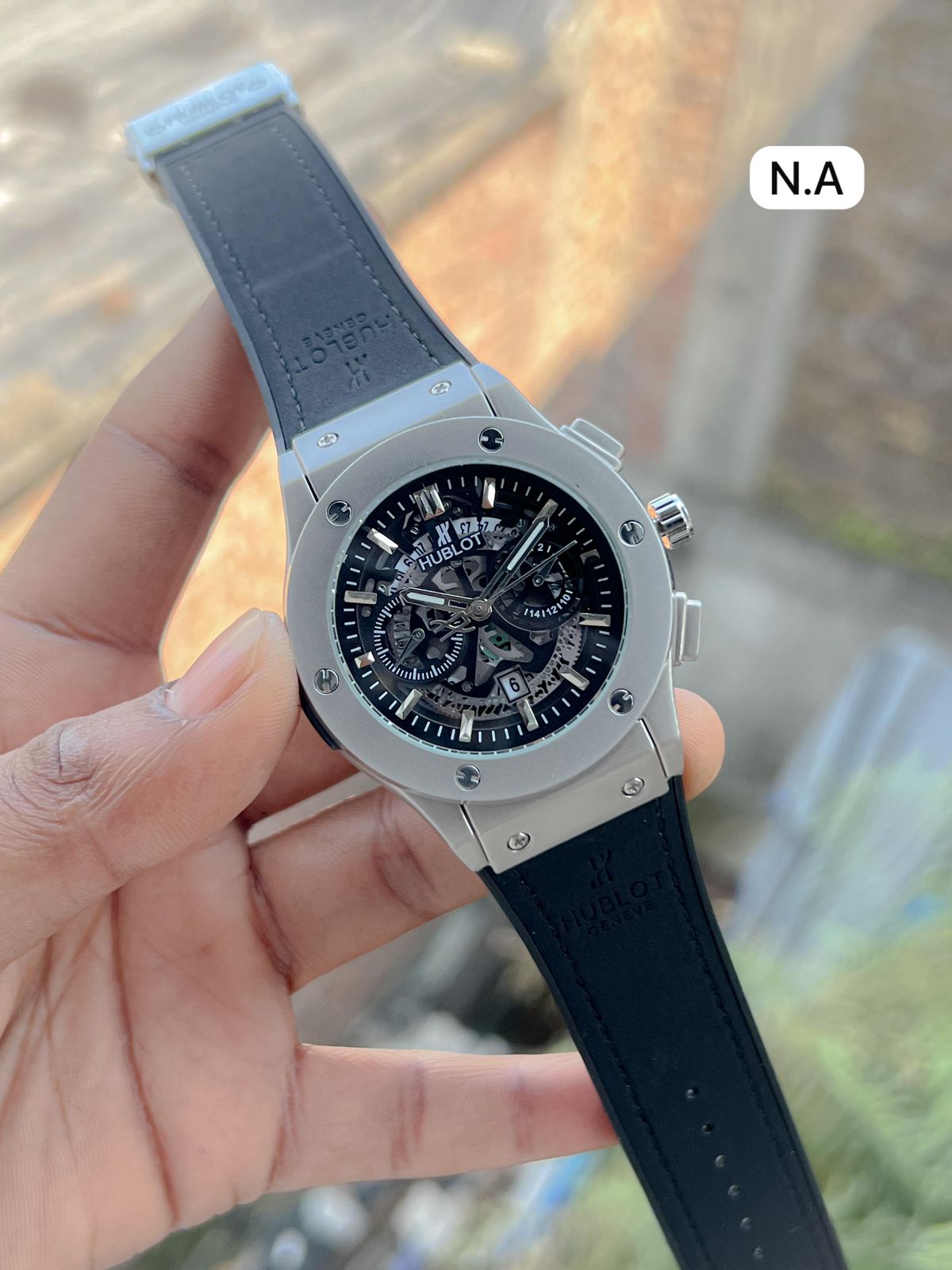 Buy First Copy Hublot Black Skeleton Dial Men’s Watch – Premium Rubber Strap - Master Quality 7A Mirror at Lowest Price Online India
