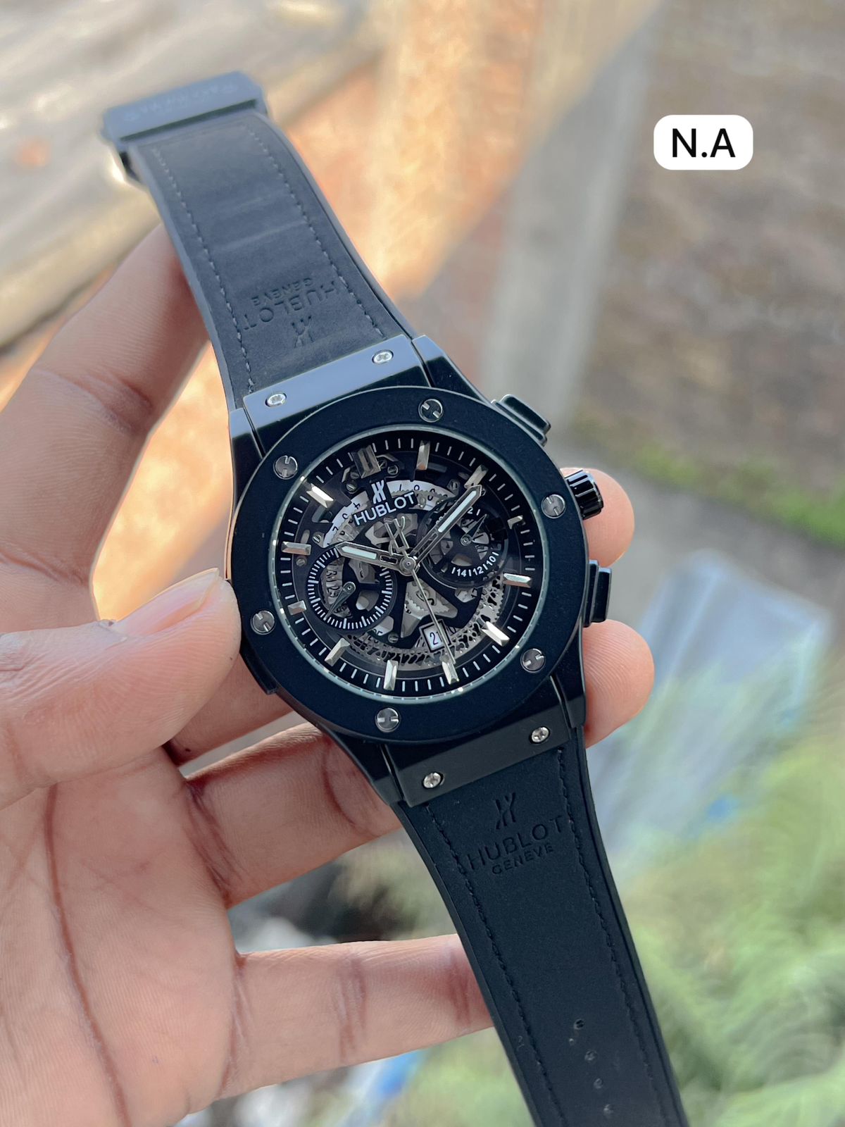 Buy First Copy Hublot Black Skeleton Dial Men’s Watch – Premium Rubber Strap - Master Quality 7A Mirror at Lowest Price Online India
