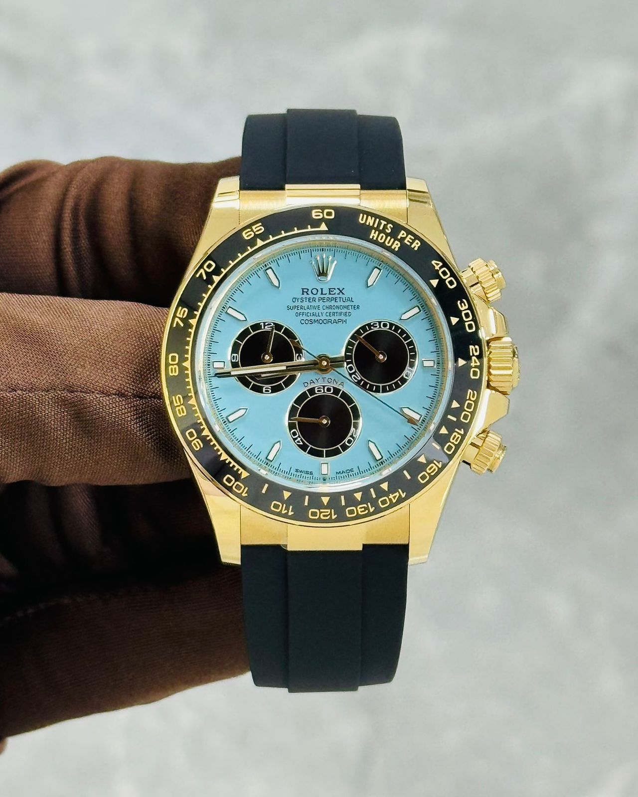 Buy First Copy Rolex Daytona Gold Blue Dial Chronograph Men’s Automatic Watch - Master Quality 7A Mirror at Lowest Price Online India
