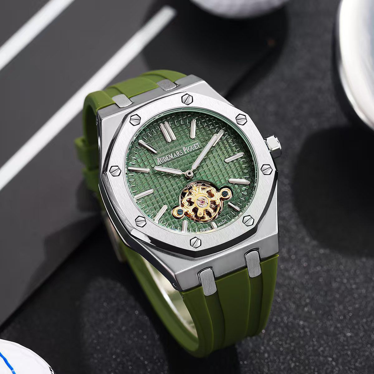 Buy First Copy Audemars Piguet Royal Oak Tourbillon Green Dial Men’s Automatic Watch 42mm - Master Quality 7A Mirror at Lowest Price Online India