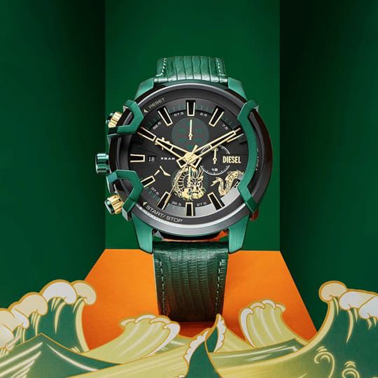 Buy First Copy Diesel Griffed DZ4651 Chronograph Men’s Watch 48mm Leather Strap - Master Quality 7A Mirror at Lowest Price Online India
