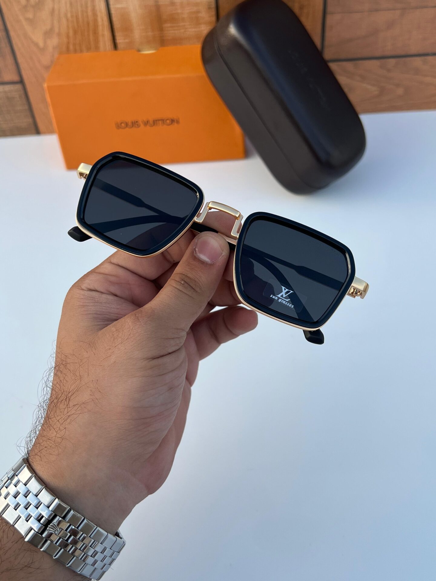 Buy First Copy Louis Vuitton Square Classic Gold Sunglasses for Men - Master Quality 7A Mirror at Lowest Price Online India