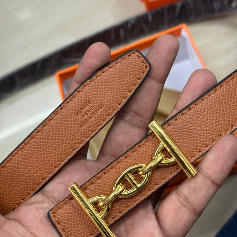 Buy First Copy Hermès Ladies Slim Leather Belt Gold Chain H Buckle Designer Accessory - Master Quality 7A Mirror at Lowest Price Online India