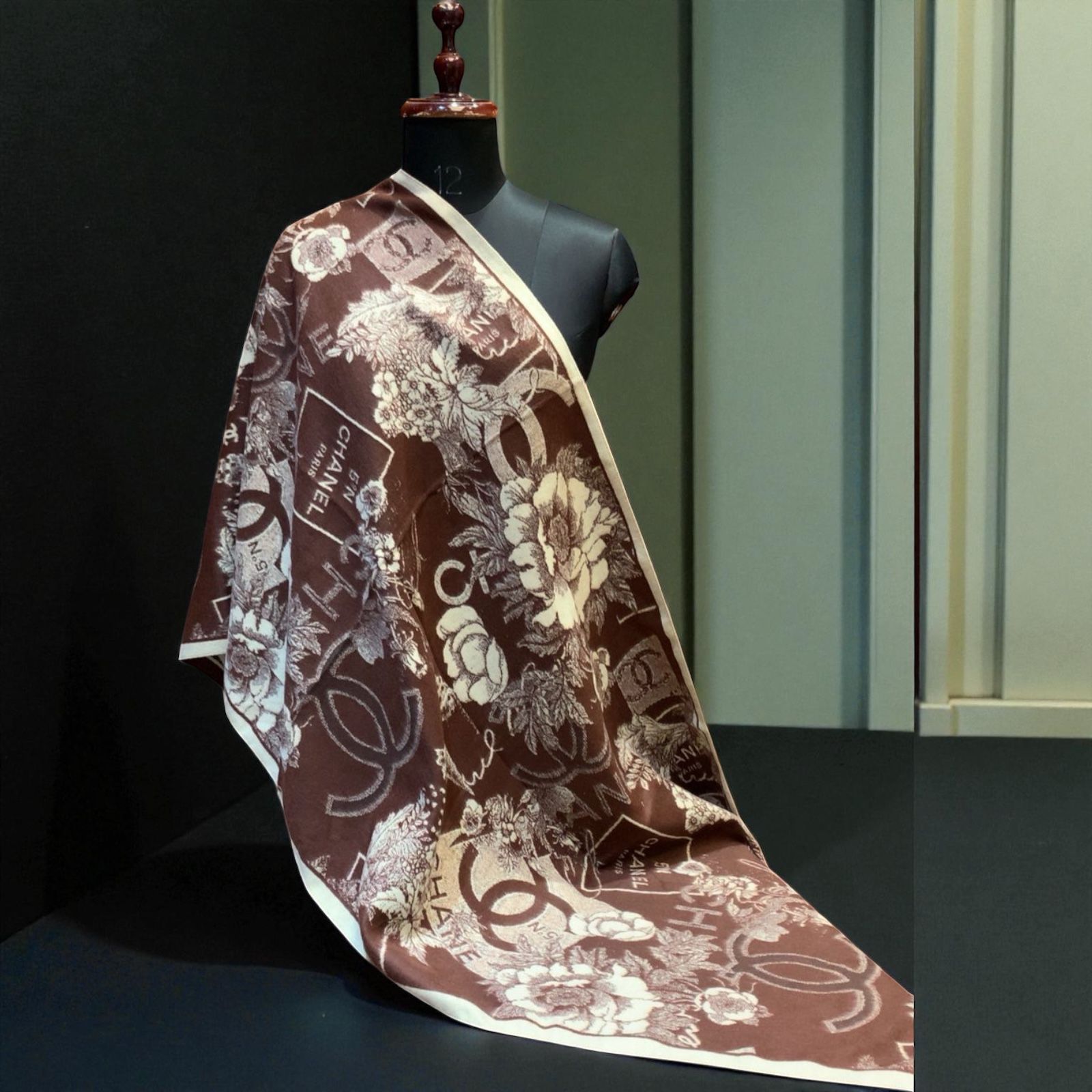 Buy First Copy Chanel Floral Reversible Rabbit Fur Winter Stole For Women - Master Quality 7A Mirror at Lowest Price Online India