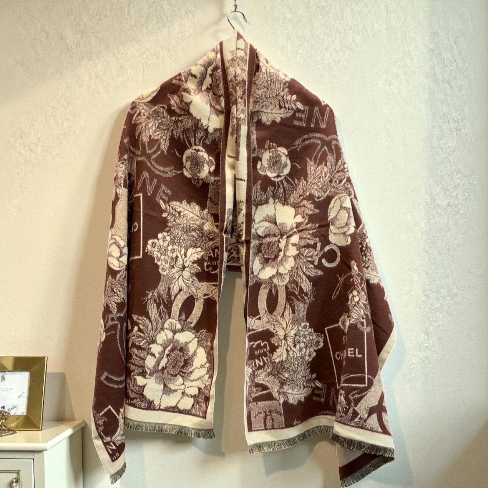 Buy First Copy Chanel Floral Reversible Rabbit Fur Winter Stole For Women - Master Quality 7A Mirror at Lowest Price Online India