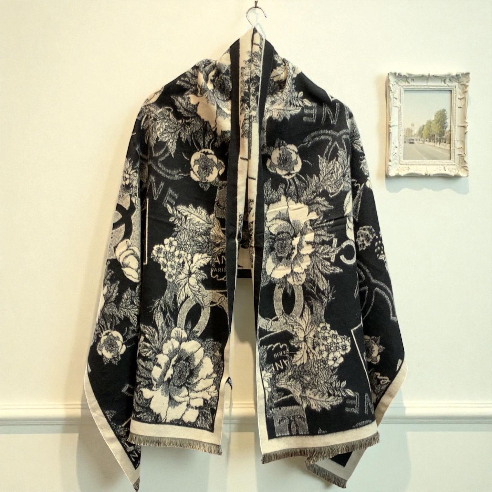 Buy First Copy Chanel Floral Reversible Rabbit Fur Winter Stole For Women - Master Quality 7A Mirror at Lowest Price Online India