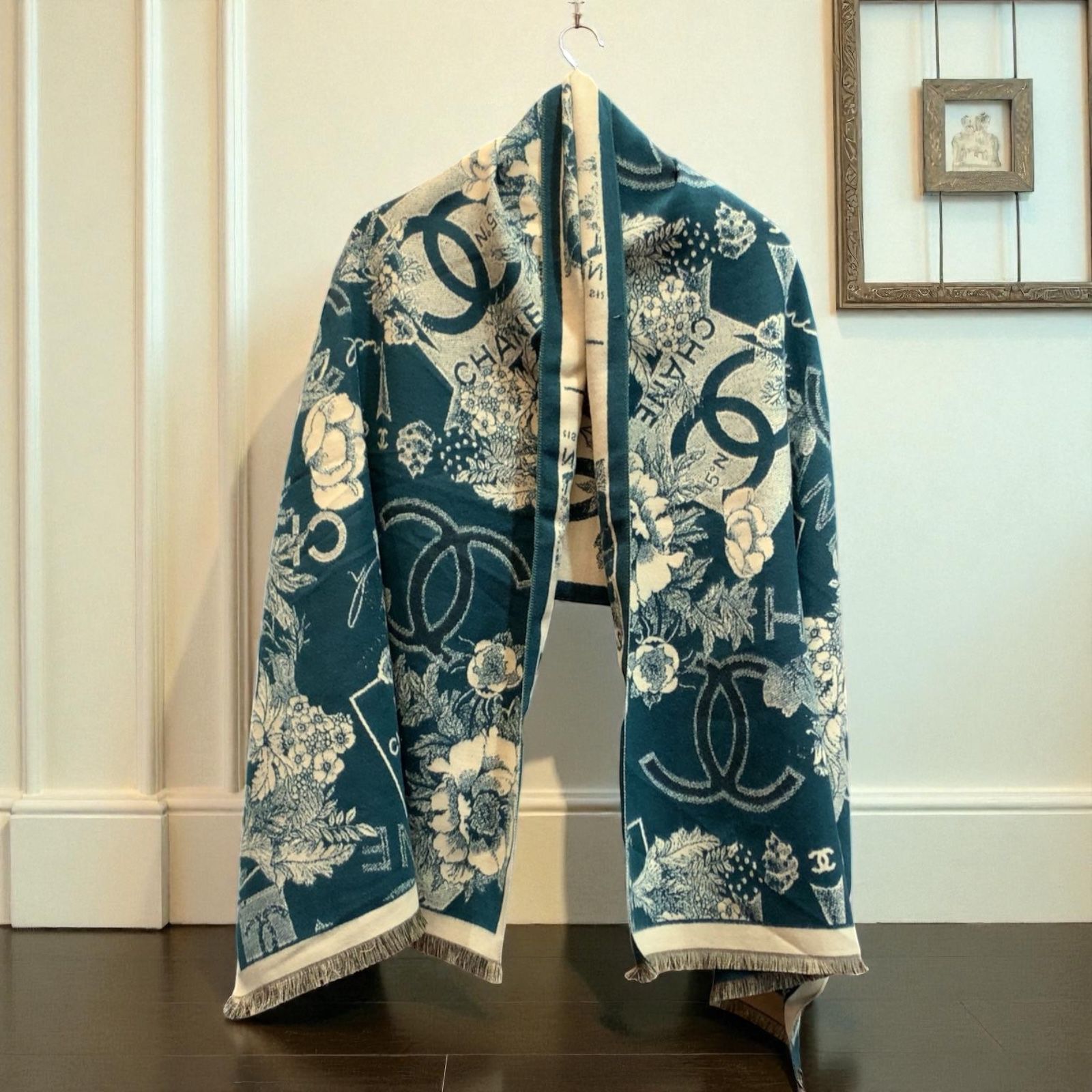 Buy First Copy Chanel Floral Reversible Rabbit Fur Winter Stole For Women - Master Quality 7A Mirror at Lowest Price Online India