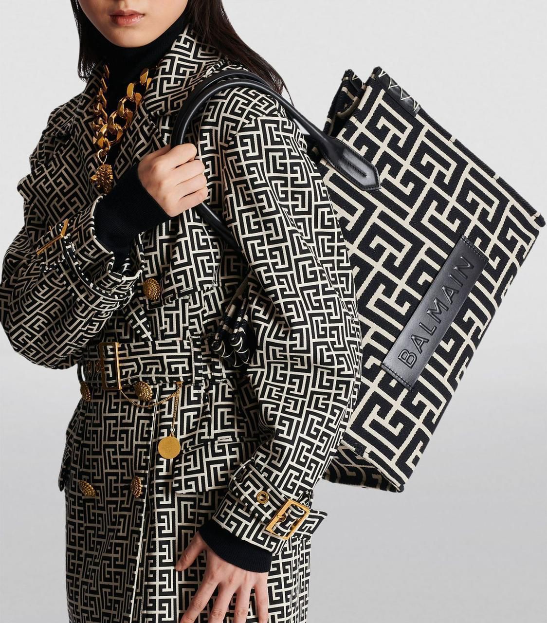 Buy First Copy Balmain Sac Cabas B-Army 42 Jacquard Women Tote Bag - Master Quality 7A Mirror at Lowest Price Online India