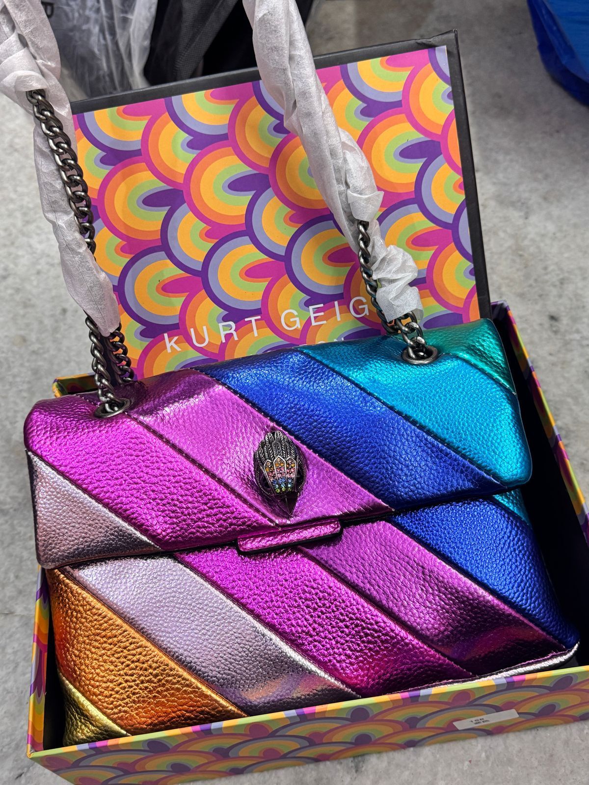 Buy First Copy Kurt Geiger London Kensington Striped Shoulder Bag - Master Quality 7A Mirror at Lowest Price Online India